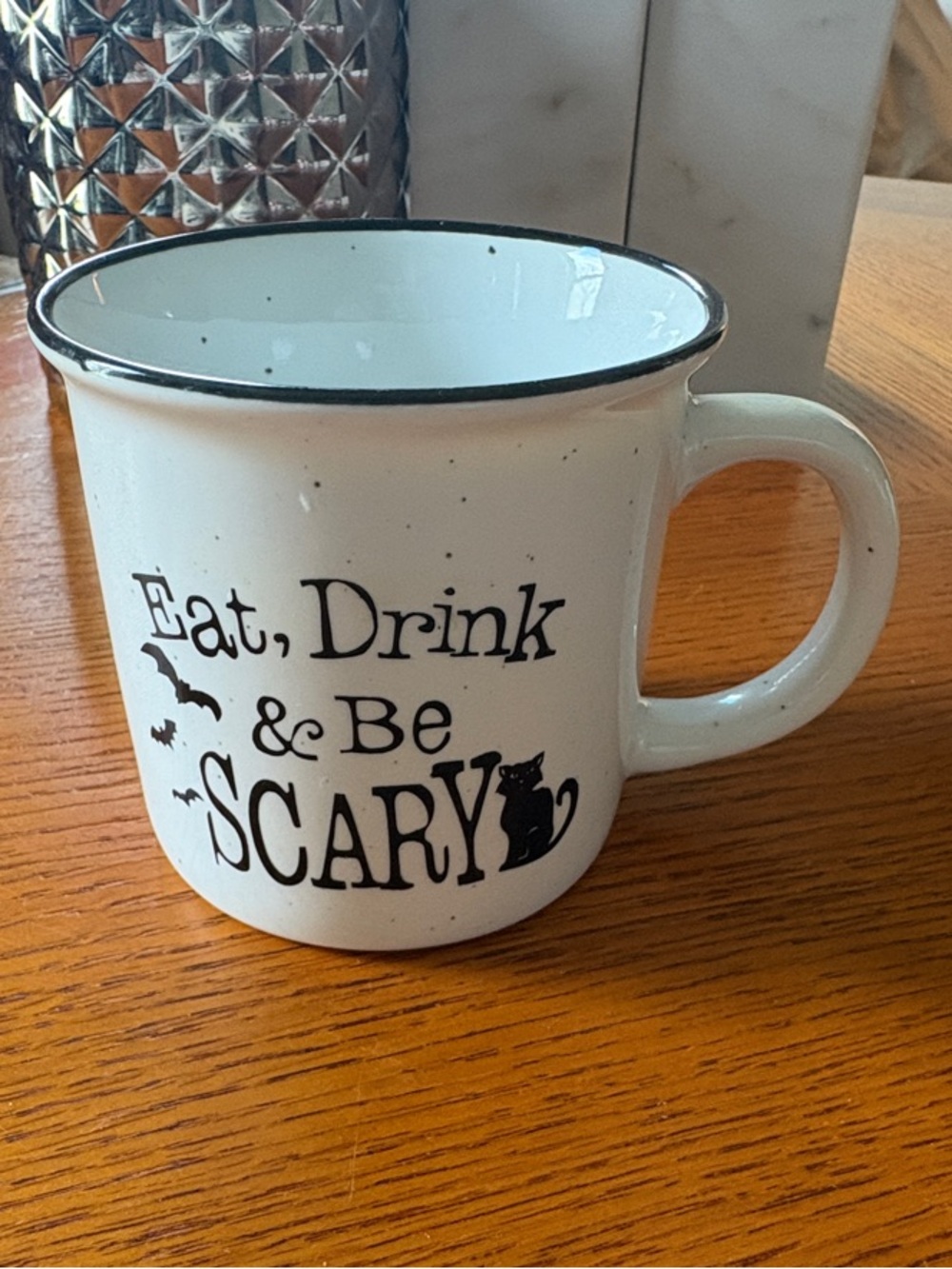 Eat, Drink & Be Scary White Mug - Seasonal Halloween Drinkware